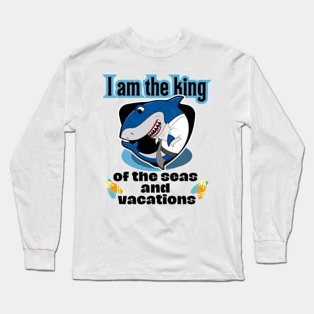 Funny Shark Summer Long Sleeve T-Shirt by Megaluxe 